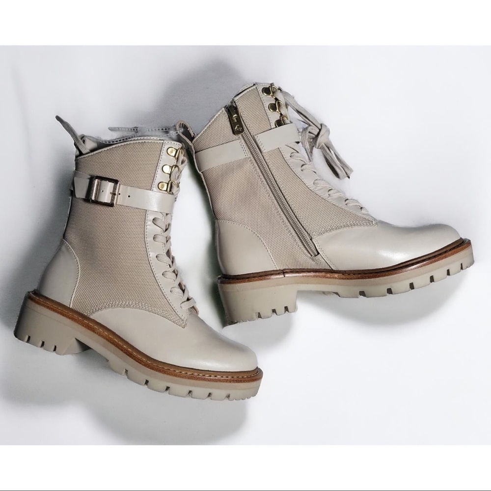 Antonio Melani combat lug boot buckle zip up moto shoe shoe size 6